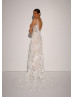 Ivory 3D Lace Tulle Floral Wedding Dress With Detachable Sleeves